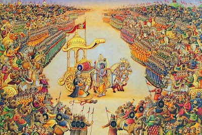 Arjuna e Krishna sul campo di battaglia